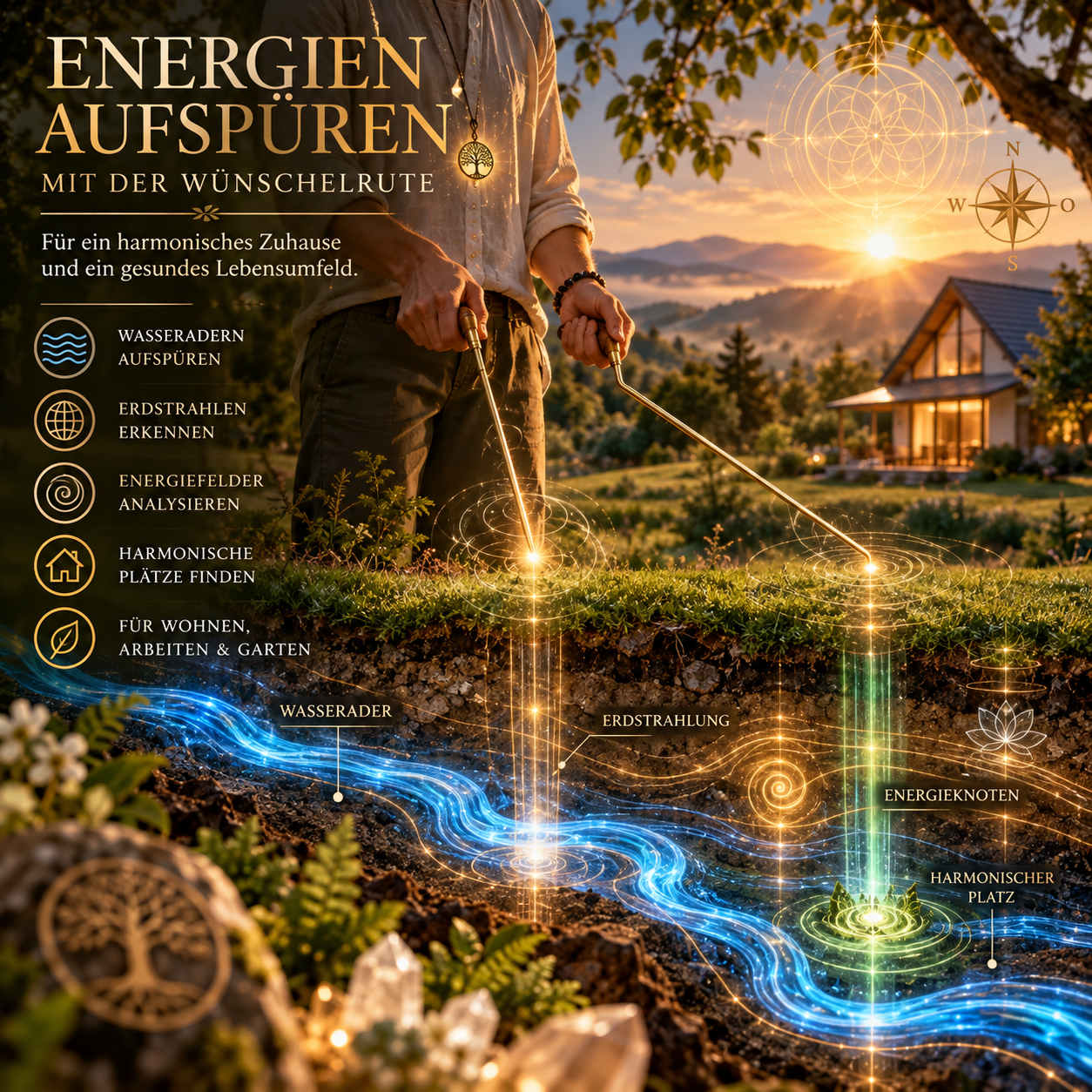 Energien aufspüren – Wünschelruten-Begehung bei Ihnen vor Ort